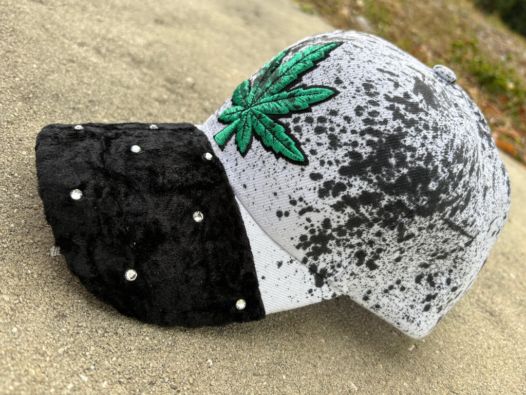 Suede rhinestone front cap