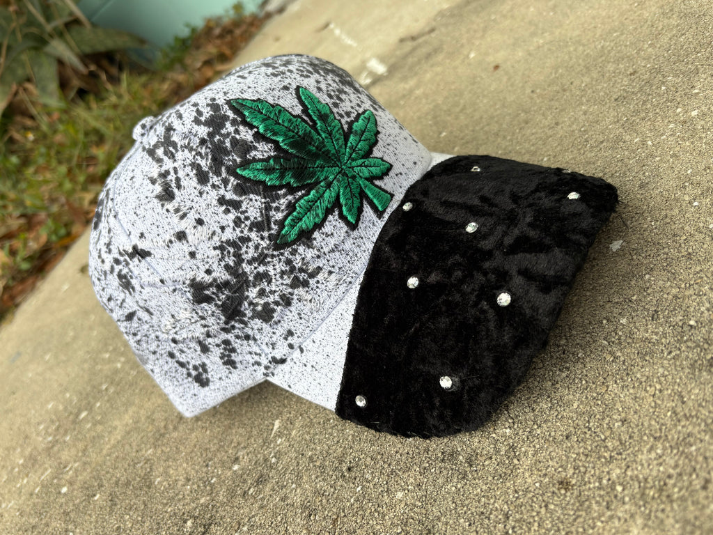 Suede rhinestone front cap